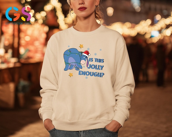 Is This Jolly Enough? Disney Christmas Sweatshirt, Sad Cartoon Character Sweater, Merry Xmas Magic Kingdom Trip Top