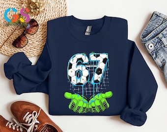 Sudadera del día del partido de fútbol Six Seven, suéter deportivo con la mano 6/7, regalo divertido para jugadores, ropa de entrenador con chiste 67