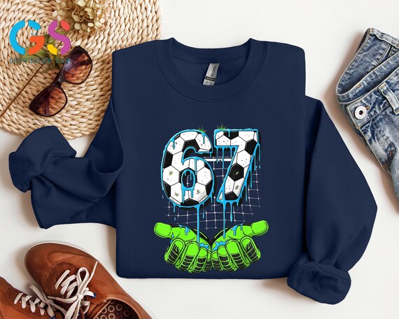 Soccer Game Day Six Seven Sweatshirt, 6 7 Hand Sports Sweater, Funny Player Gift, 67 Joke Coach Clothing