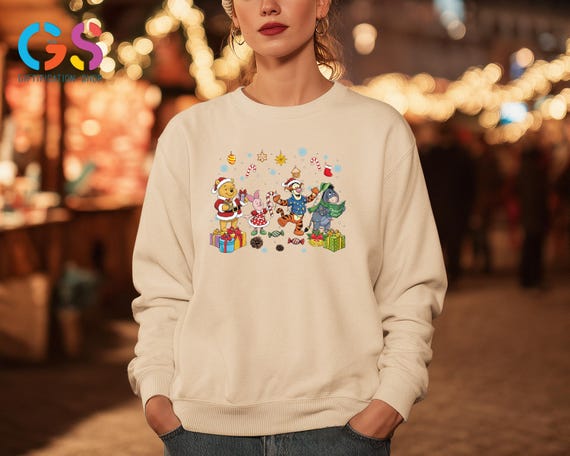 Honey Bear And Friends Christmas Sweatshirt, Forest Character Sweater, Disneyland Trip Hoodie, Holiday Clothes