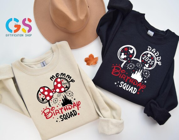 Custom Birthday Squad Sweatshirt, Name Birthday Sweater,Custom Disneyland Shirts, Personalized Disney Family Hoodie,Birthday Family Matching