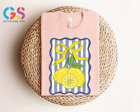 Lemon Coquette Bow Shirt, Lemon Shirt, Fruit Shirt, Yellow Bow Aesthetic Shirt, Trendy Spring Tee, Summer Tee, Lemonade Shirt, Lemon Bow Tee