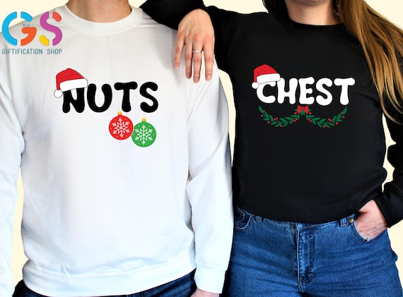 Chest Nuts Couple Sweatshirt, Funny Matching Christmas Sweater, Xmas Holiday Adult Humor Gift, Cozy Season Clothes