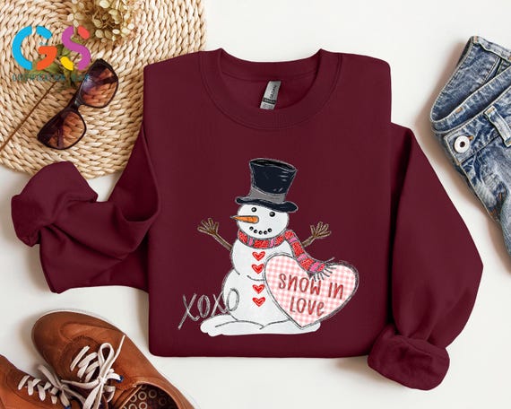XOXO Snow In Love Sweatshirt, Lover Vibe Sweater, My Heart Winter Hoodie, Woman Valentine Day Clothing