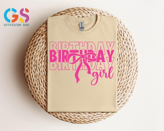 Birthday Girl Shirt, Cute Preppy Coquette Bow Birthday Shirt,Birthday Gift for Girl, Birthday Party Shirt, Kids Birthday Shirt,Birthday Tee