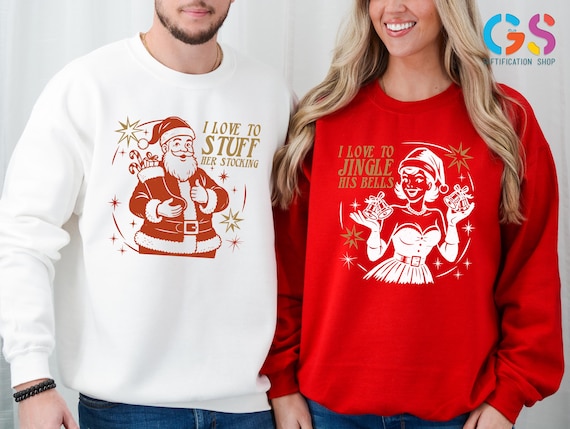 Christmas Matching Sweatshirt, Funny Holiday Sweater, Festive Couples Sweater, Christmas Party Hoodie, Christmas Couple Sweatshirt
