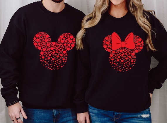 Mickey and Minnie Valentine Sweatshirt, Disneyland Valentine Couple Sweater, Cute Couple Hoodie, Mickey with Hearts, Valntines Day Gifts
