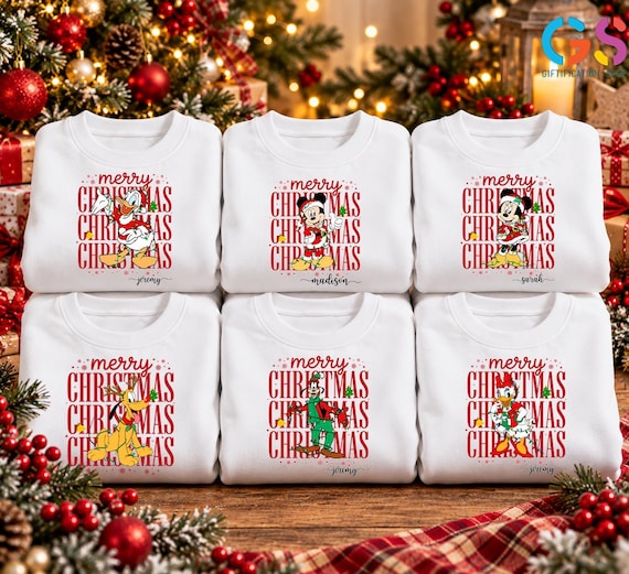 Custom Mickey And Friends Merry Christmas Sweatshirt, Disney All Characters Matching Family Hoodie
