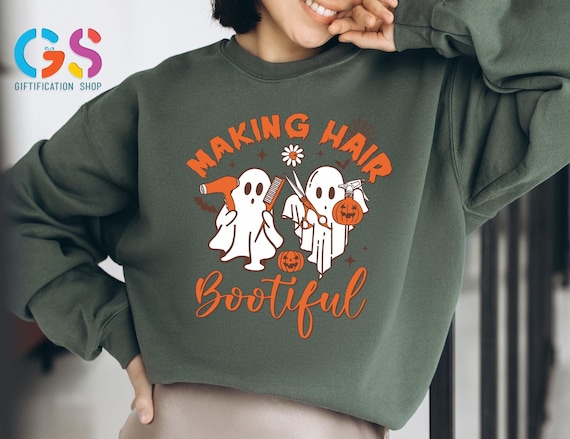 Making Hair Bootiful Sweatshirt, Ghost Hair Stylist Hoodie, Hair Dresser Sweater For Halloween, Hairstylist Gift Hairdresser For Halloween