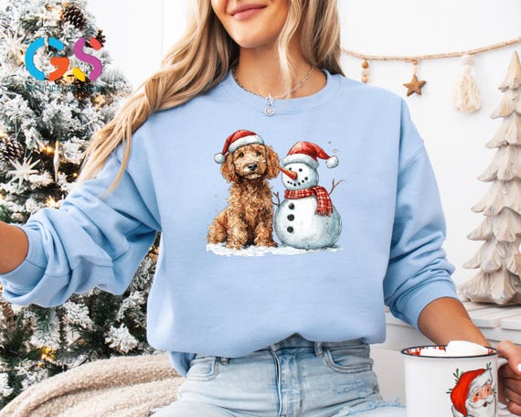 Merry GoldenDoodlemas Snowman Sweatshirt, Dog Lover Christmas Sweater, Mom Xmas Gift, Funny Dog Owner Clothes