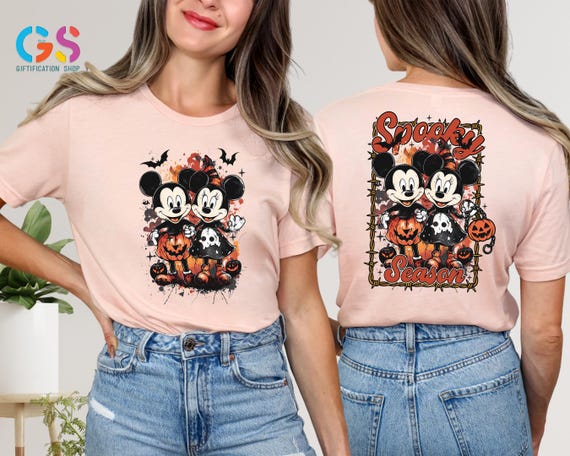 Mickey And Minnie Halloween Tshirt, Disney Spooky Season Shirt, Disney Characters Shirt, Funny Halloween Shirt, Halloween Pumpkin Shirt