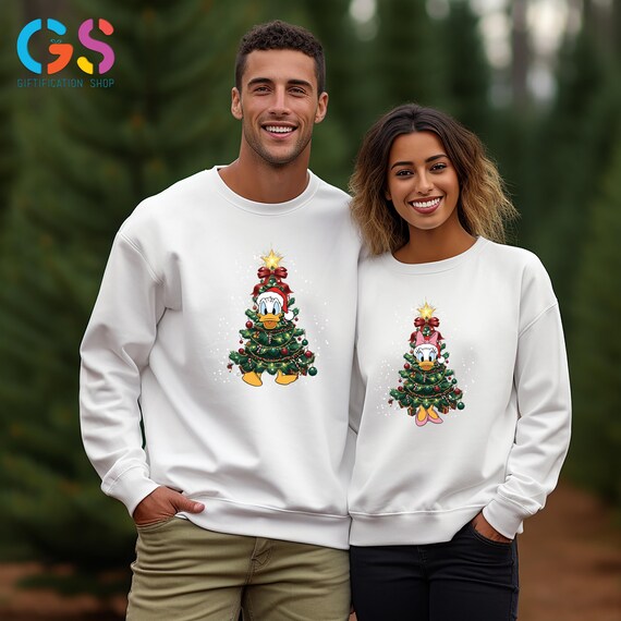 Disney Christmas Character Tree Sweatshirt, Mickey And Friends Sweater, Disneyland Xmas Season Gift, Holiday Clothing