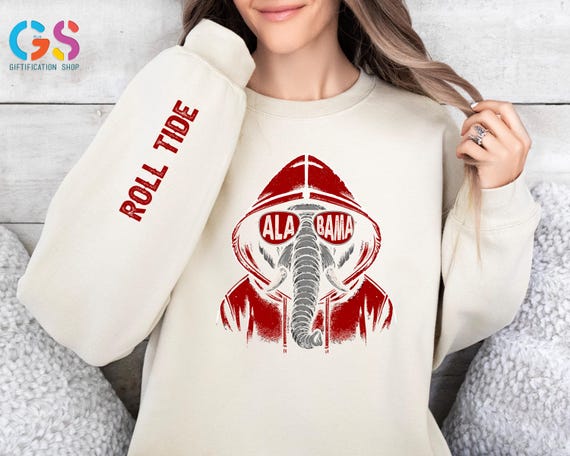 Bama Football Sweatshirt: Crimson Roll Tide Shirt, Game Day Football Apparel, Football Mascot College Sweat