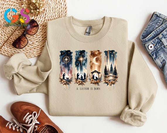 A Savior Is Born Sweatshirt, Christmas Jesus Birth Sweater, Nativity Scene Hoodie, Christian Manger Sweatshirt, Christian Holiday Gift
