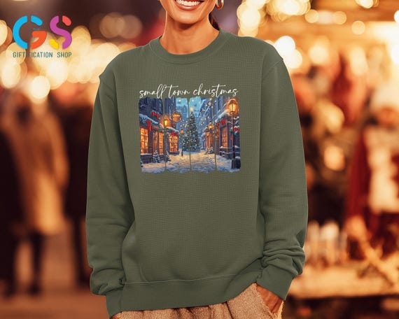 Small Town Christmas Sweatshirt, Retro Christmas Holiday Sweater, Christmas Party Hoodie, Small Town Christmas Tree Sweatshirt