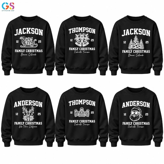 Custom Family Christmas Sweatshirt, Matching Family Hoodie, Personalized Last Name Holiday Tee