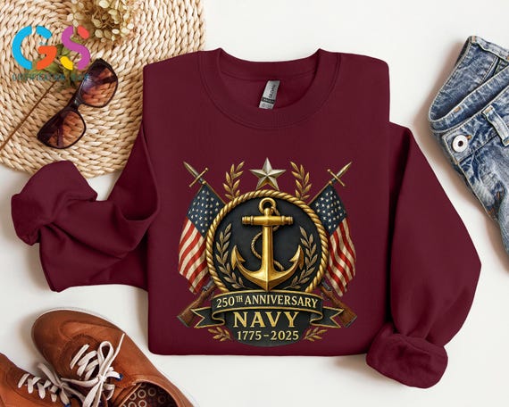 US Navy 250th Anniversary Sweatshirt, America Defending Liberty Since 1775, Patriotic Day Gift, Veteran Sailor Clothing