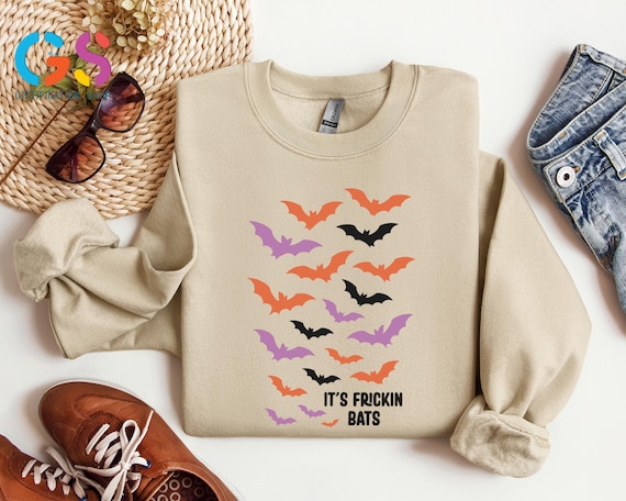 Halloween Freaking Bats Sweatshirt, Spooky Vibes Sweater, Spooky Season Sweatshirt, Funny Halloween Hoodie, Scary Halloween Sweater