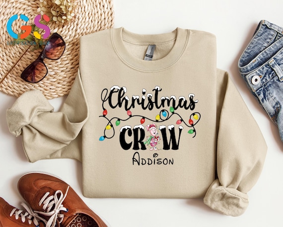 Custom Disney Christmas Light All Characters Sweatshirt, Christmas Crew Shirt, Family Xmas Matching Trip