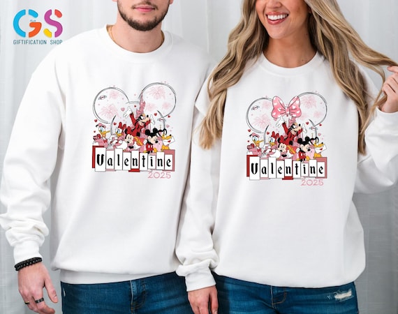 Disneyland Valentines Day Sweatshirt, Mickey and Minnie Valentine Sweater, Disneyworld Valentine's Day Couples Matching Sweatshirt