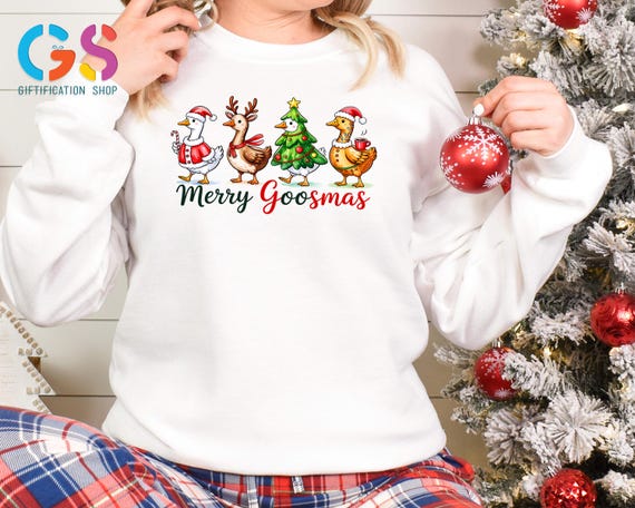 Merry Goosmas Sweatshirt, Christmas Goose Sweater, Christmas Party Goose Hoodie, Goose Lover Sweatshirt,Funny Christmas Sweatshirt,Xmas Gift