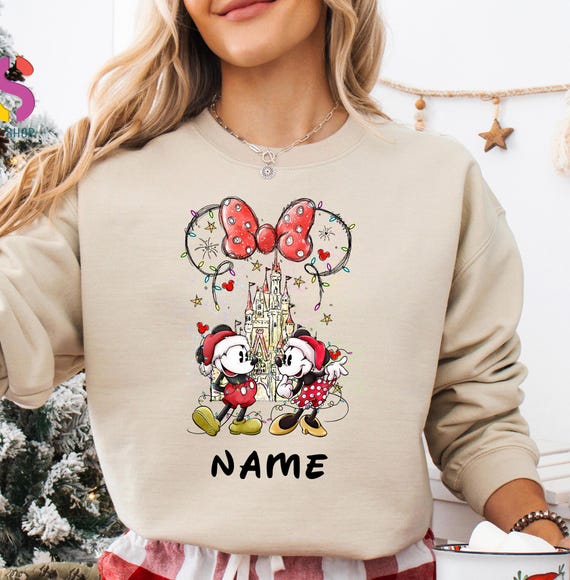 Custom Minnie Sweatshirt For Christmas, Personalized Christmas Sweatshirt, Customized Christmas Gifts, Minnie Mouse Christmas Sweater