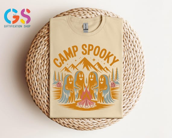 Camp Spooky Tshirt, Ghost Camping Shirt, Spooky Season Adventure Shirt, Nature Shirt for Halloween, Ghost Campfire Shirt, Halloween Trip Tee