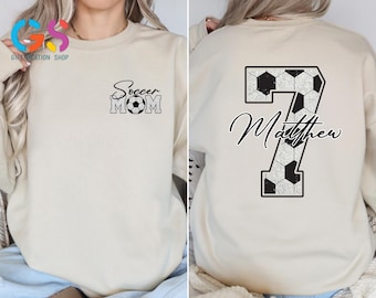 Personalized Soccer Mom Sweatshirt, Custom Soccer Mom Sweater, Soccer Mama Hoodie, Soccer Game Day Sweater, Customized Soccer Gift