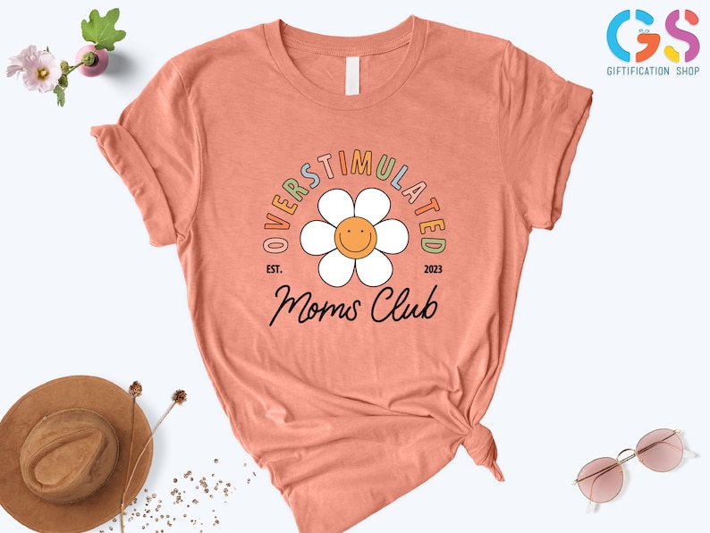 Overstimulated Moms Club Shirt, Trendy Mom Shirts, Cute Retro Shirt, Funny Mom t-shirt, Girly t-shirt, Trendy Mom Shirt,Gift For Mothers Day image 7