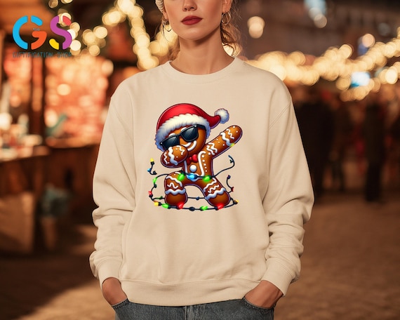 Dancing Gingerbread Sweatshirt, Funny Xmas Cookie Sweater, Christmas Ginger Bakery Hoodie, Holiday Clothing