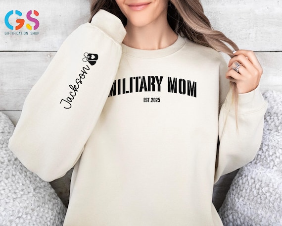 Custom Name Military Sweatshirt, Personalized Mom Sweater, Homecoming Gift For Womens, Graduation Clothing
