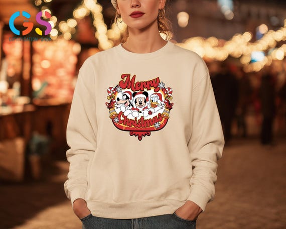 Disney Characters Sweatshirt, Mickey And Friends Merry Christmas Sweater, Family Mouse Holiday Xmas Clothing