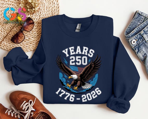 250th Anniversary Sweatshirt, Patriotic Sweater, USA Eagle Hoodie, Independence Apparel, Freedom America Clothing