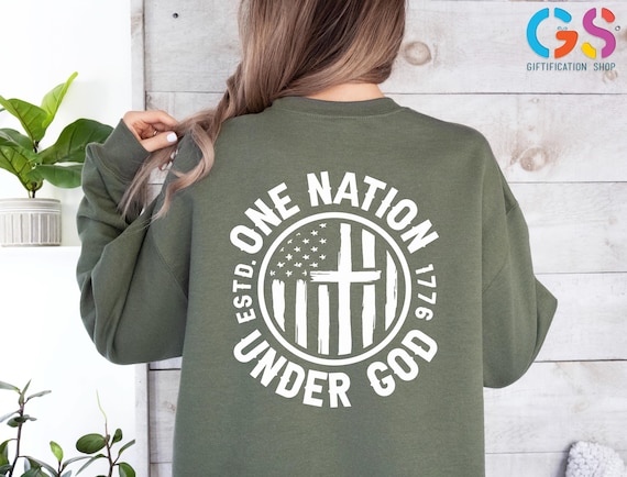 One Nation Under God Sweatshirt, Patriotic USA Flag Sweater, Memorial Day Hoodie, Christian Patriotic Sweatshirt, God Bless America