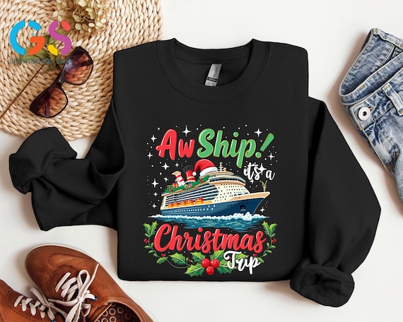 Aw Ship Christmas Cruise Sweatshirt, Festive Cruise Xmas Shirt, Fun Family Travel Gift
