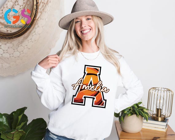 Custom Name Basketball Sport Sweatshirt, Personalized Game Day Sweater, Collage Ball Fan Season Hoodie