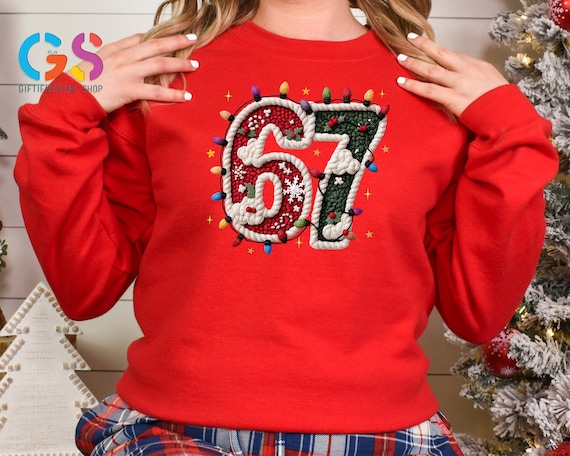 Six Seven Christmas Sweatshirt, Christmas Lights  67 Hoodie, Funny Meme Merry Christmas Sweater, Holiday Season Top