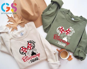 Custom Birthday Squad Sweatshirt, Name Birthday Sweater,Custom Disneyland Shirts, Personalized Disney Family Hoodie,Birthday Family Matching