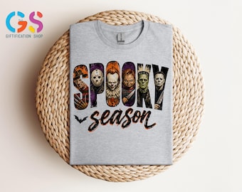 Spooky Season Tshirt, Retro Vintage Halloween Sweatshirt, Horror Characters Scary Movie Scene Tee, Fall Shirt