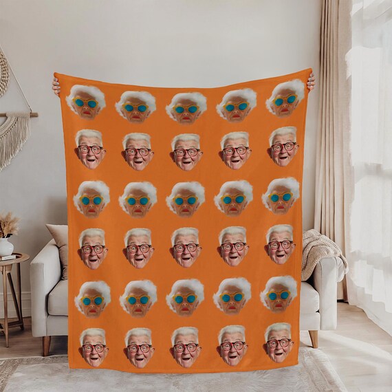 Custom Face Photo Minky Sherpa Blanket, Personalized Funny Family Faces Picture Blanket, Birthday Gift for Couple, Pet