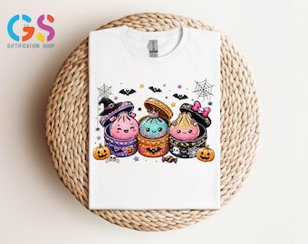 Kawaii Halloween Dumpling Tshirt, Spooky Food Toddler Sweatshirt, Pink Witchy Coquette Tee