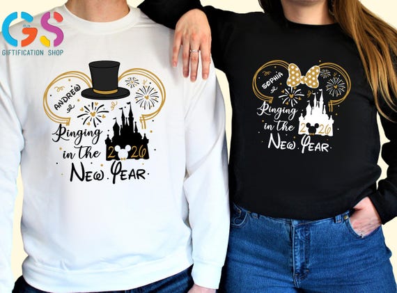 Custom Name Mickey And Minnie Couple Christmas Sweatshirt, Disney Cartoon Character Sweater, Xmas Vacation Gift