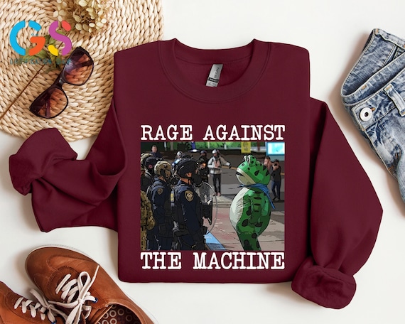 Portland Frog Rage Against  Sweatshirt, Protester Hoodie, Social Justice Sweater, Meme Political Resist Top
