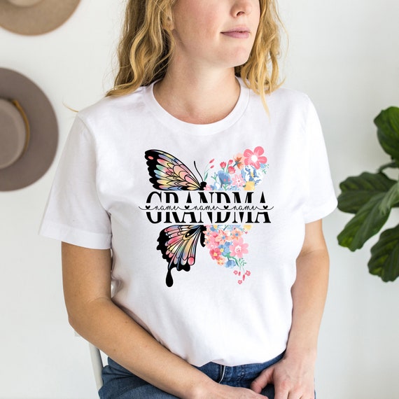 Personalized Mom Shirt, Custom Grandma Shirt, Mama Shirt With Kids Name, Grandma Shirt With Grandkids Name, Custom Mama Gift, Butterfly Mom