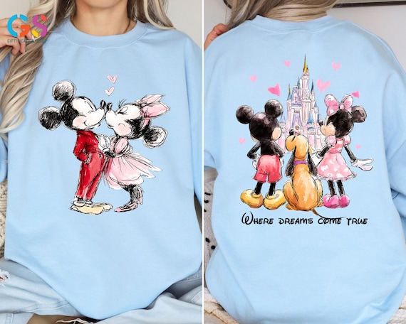 Mickey Minnie Disneyland Valentines Sweatshirt, Disney Love Couple Sweater, Disneyland Vacation Hoodie