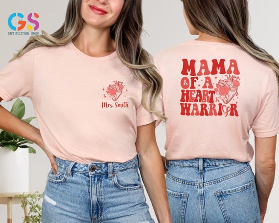 Custom Mama Heart Warrior Shirt,Personalized Heart Warrior Shirt, Heart Disease Awareness Shirt, Chd Awareness Shirt, Red Ribbon Shirt