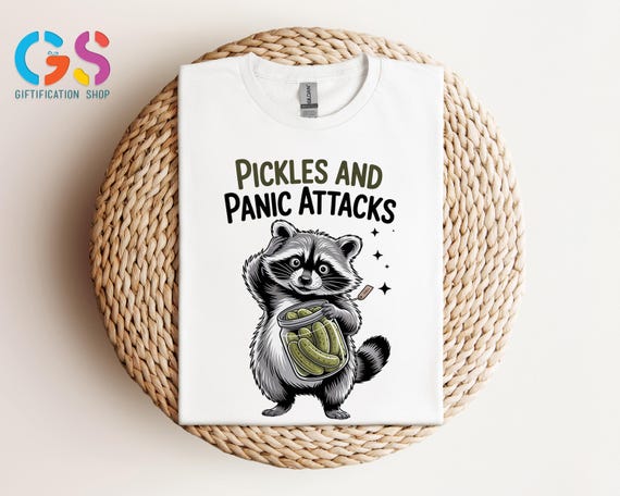 Pickles and Panic Attacks Shirt, Mental Health Tshirt, Retro Shirt, Funny Raccoon Shirt, Anxiety Shirt, Sarcastic Shirt, Ironic Shirt