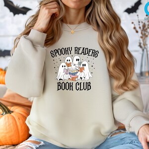 Spooky Readers Sweatshirt, Halloween Ghost Reading Sweater, Ghost Book Club Sweatshirt, Book Lover Sweatshirt, Halloween Librarian Hoodie