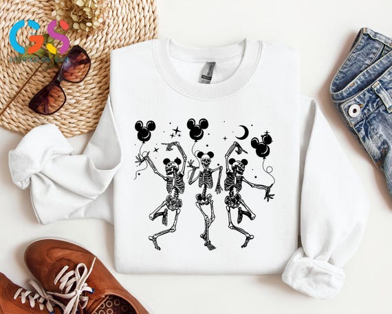 Disney Halloween Party Sweatshirt, Halloween Dancing Skeleton  Sweater, Spooky Disney Hoodie,Funny Skeleton Sweatshirt