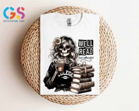 Well Read and Caffeinated Shirt, Book Lover Shirt, Coffee and Books, Bookish Shirt, Reader Shirt, Librarian Shirt, Reading Shirt, Book Shirt